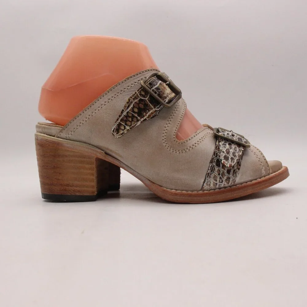 Freebird by Steven Caprice Women’s Size US 6 Gray Leather Block Heel Sandals - Picture 1 of 10